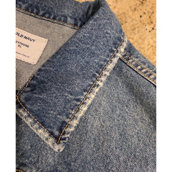 Old Navy Boyfriend Style Women’s Size XL Denim Distressed Trucker Jacket - Picture 11 of 15